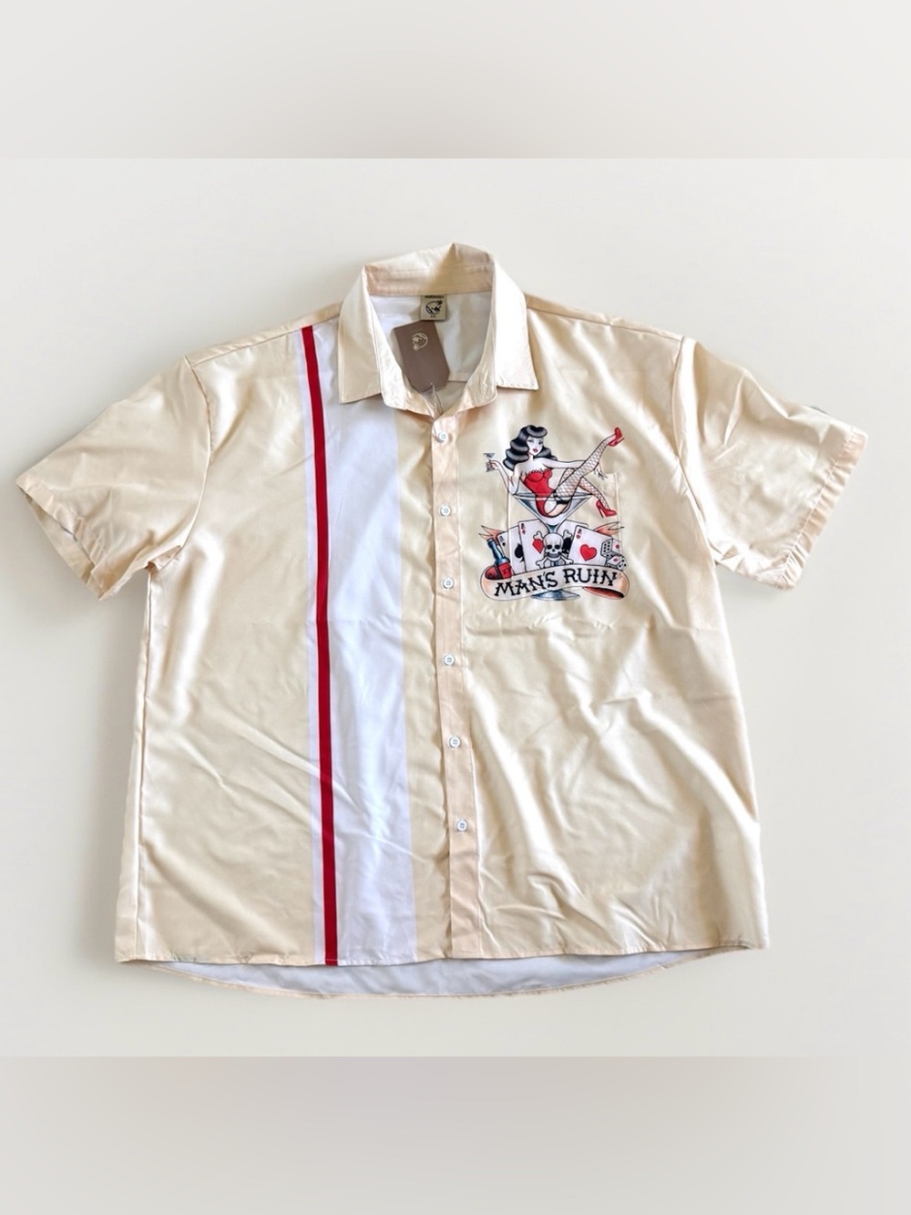Hardaddy Men’s XXL Man’s Ruin Pin Up Bowling Shirt